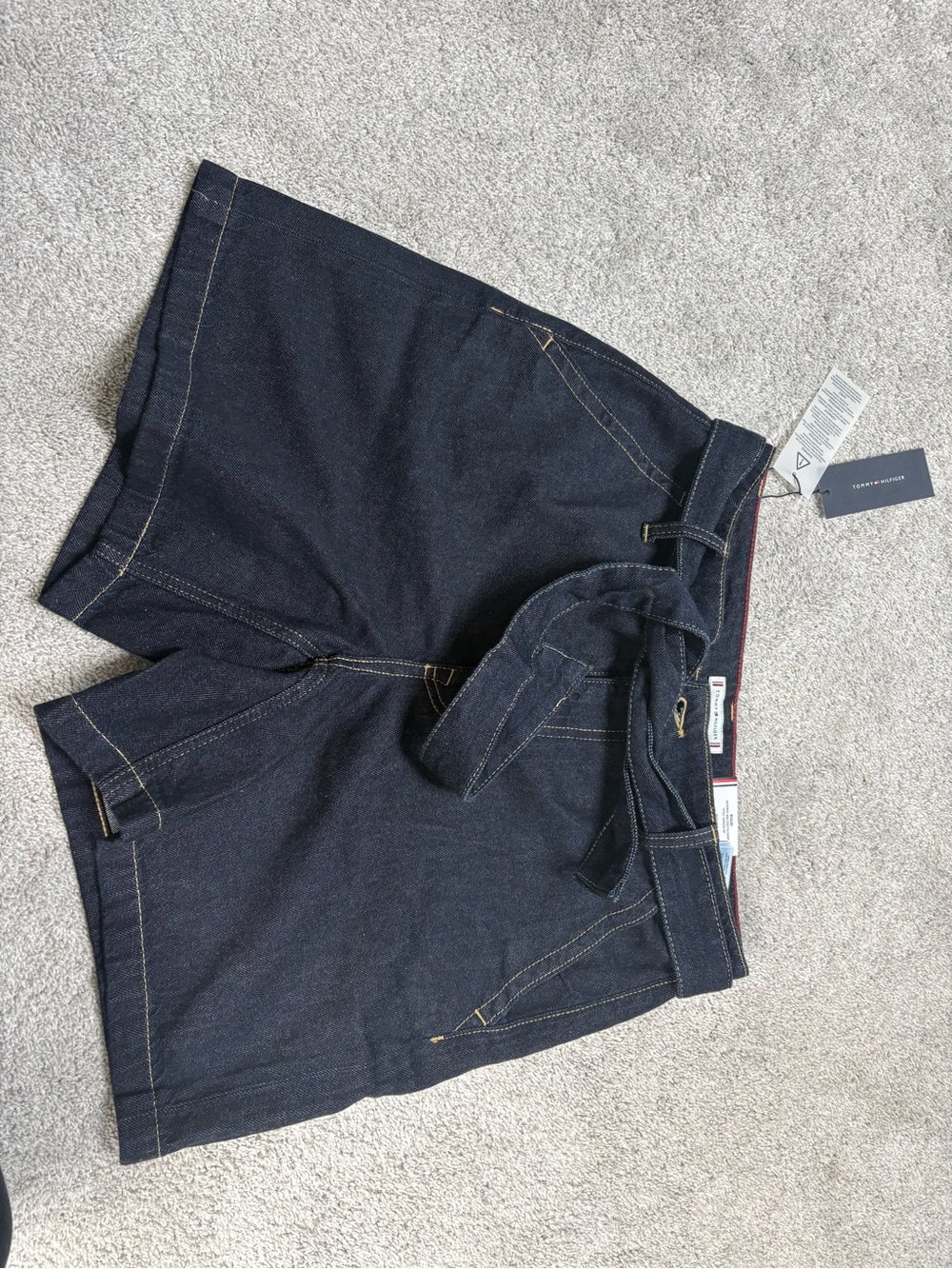 Tommy Hilfiger Dark Indigo Denim Tie-Waist Shorts